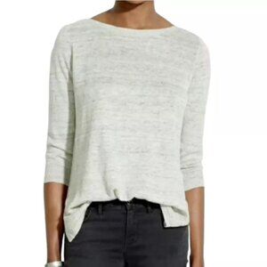 MADEWELL Heathered Terry Sweater, Light Gray 100% Linen Boho 3/4 Sleeve Casual S